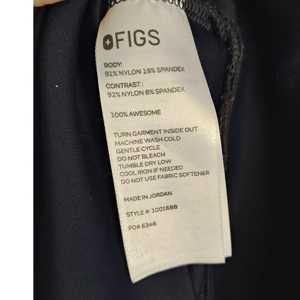 FIGS Cornelia Crew Neck Scrub Top Medium Navy Blue FIONx Long Sleeve - Picture 6 of 8
